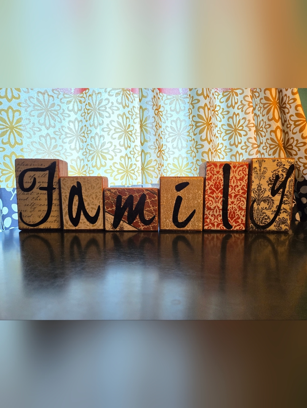 Decorative "Family" Wooden Letter Blocks Set